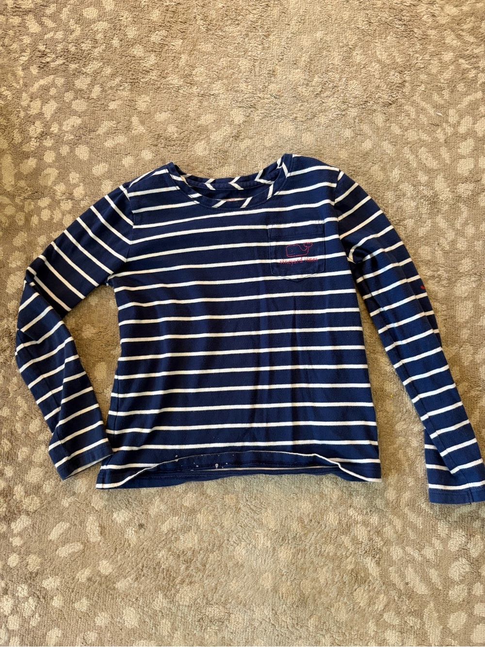 Vineyard Vines Navy & White Striped Long Sleeve Tee for Kids